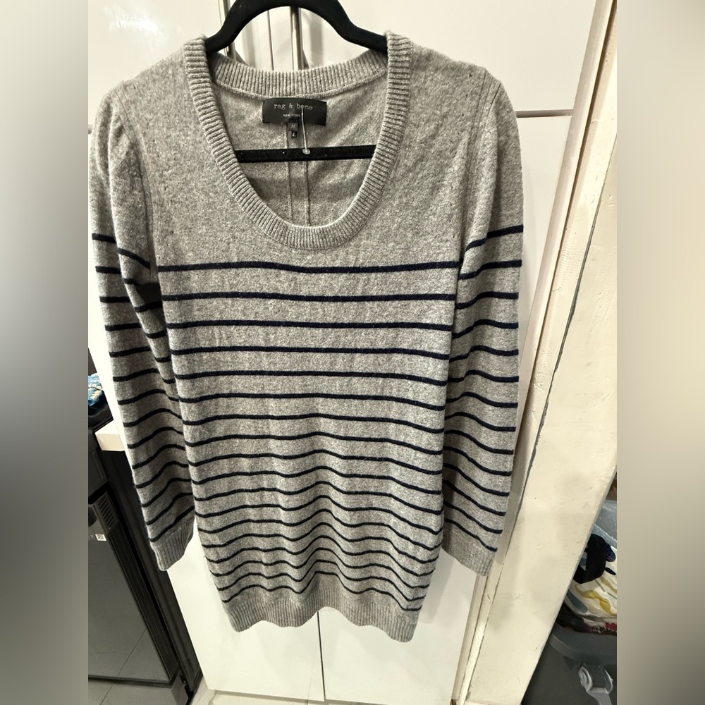 Rag & Bone Heather Gray and Navy Striped Sweater